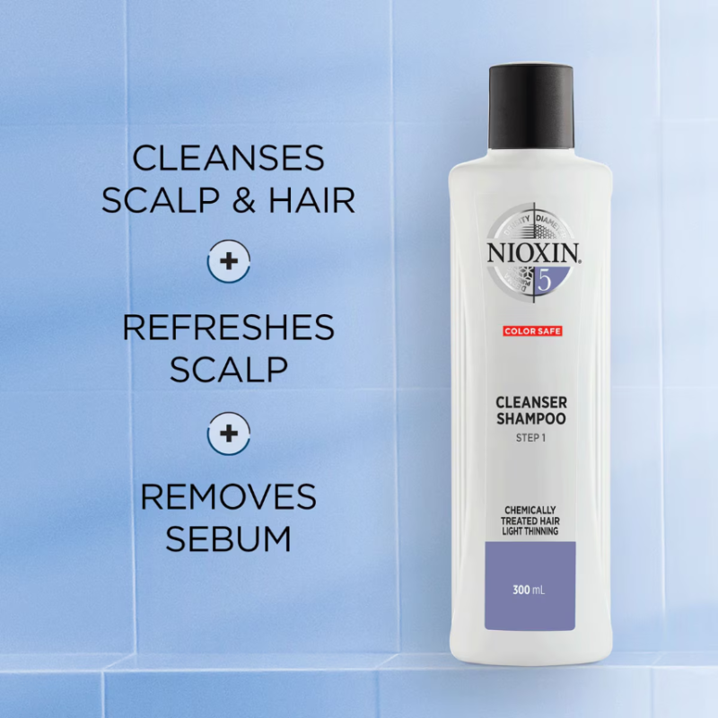 NIOXIN 3-Part System 5 Cleanser Shampoo for Chemically Treated Hair with Light Thinning 1000ml - Image 2