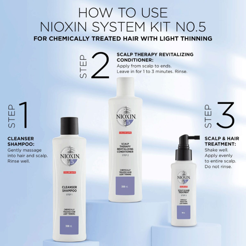 NIOXIN 3-Part System 5 Cleanser Shampoo for Chemically Treated Hair with Light Thinning 1000ml - Image 4