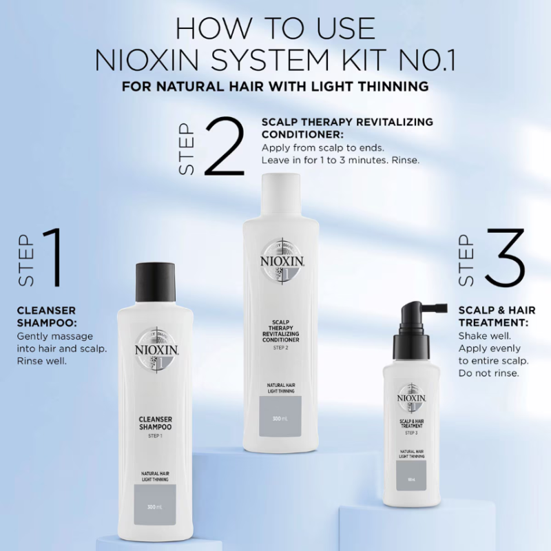 NIOXIN 3-Part System 1 Cleanser Shampoo for Natural Hair with Light Thinning 1000ml - Image 4