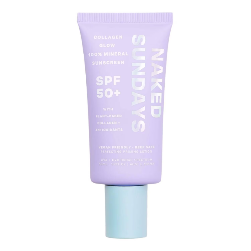 NAKED SUNDAYS SPF50+ Collagen Glow 100% Mineral Priming Perfecting Lotion 50ml