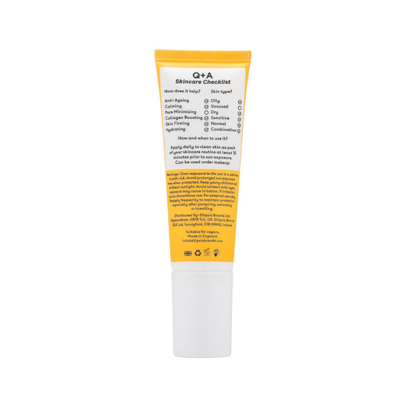 Q+A Peptide SPF50 Anti-Ageing Facial Sunscreen 50ml - Image 3