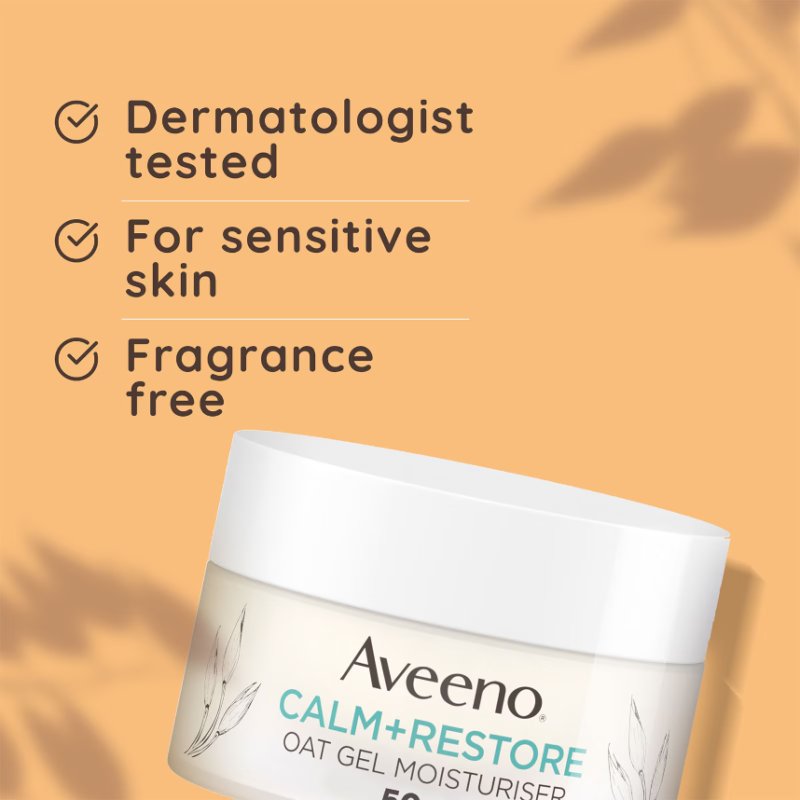 Aveeno Face Calm + Restore Oat Gel Moisturiser 50ml - Image 4