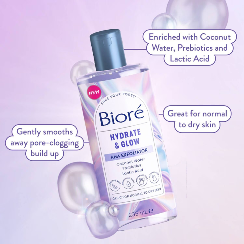 BIORE Hydrate & Glow Exfoliating Toner 235ml - Image 3