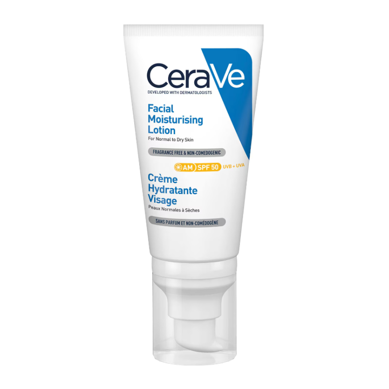 CeraVe AM Facial Moisturising Lotion SPF50 with Ceramides for Normal to Dry Skin 52ml