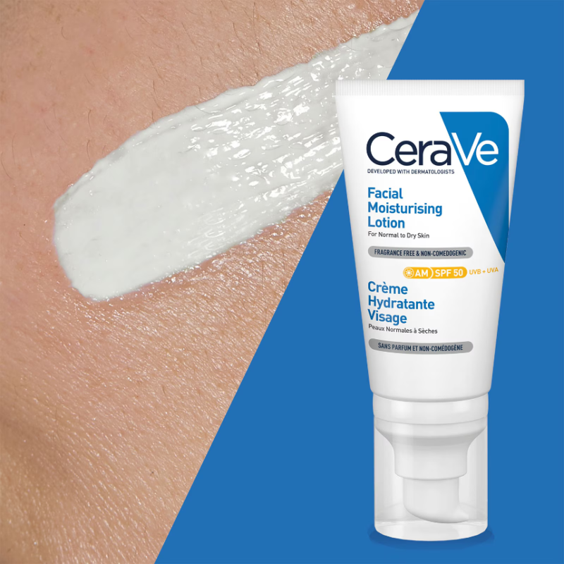 CeraVe AM Facial Moisturising Lotion SPF50 with Ceramides for Normal to Dry Skin 52ml - Image 4