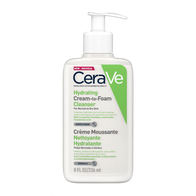 CeraVe Hydrating Cream-to-Foam Cleanser with Amino Acids for Normal to Dry Skin 236ml