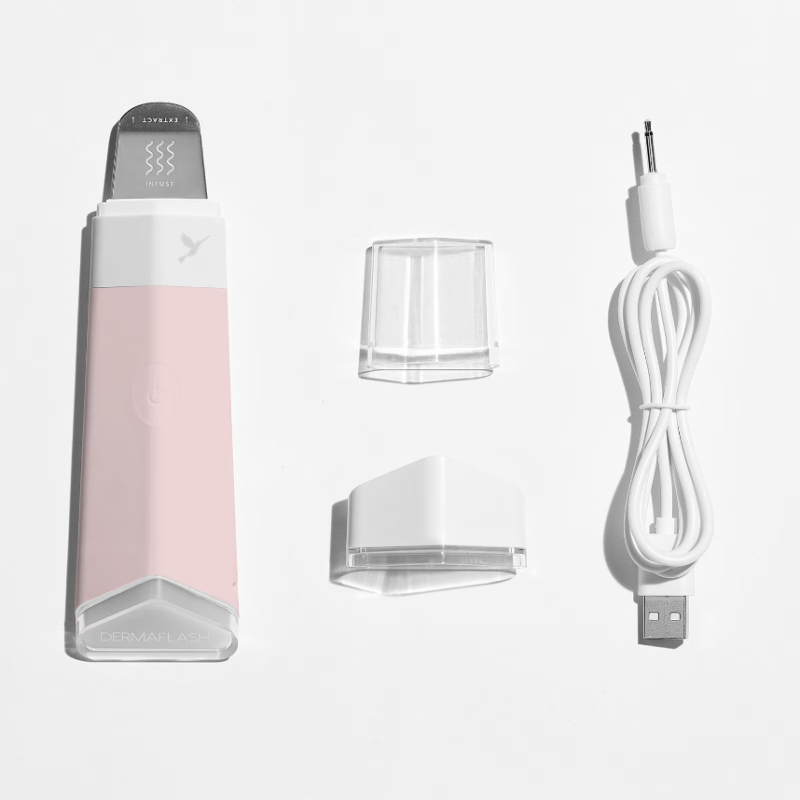 DERMAFLASH® DERMAPORE Ultrasonic Pore Extractor Serum Infuser Icy Pink - USB Plug - Image 2