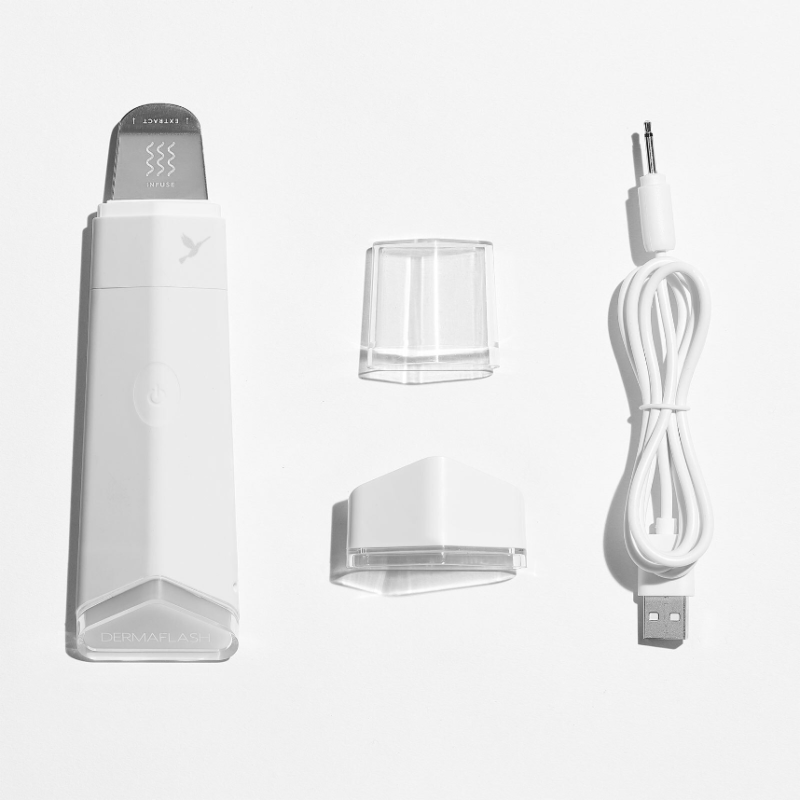 DERMAFLASH® DERMAPORE Ultrasonic Pore Extractor Serum Infuser White - USB Plug - Image 2