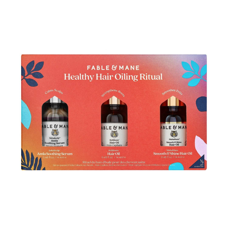 FABLE & MANE Healthy Hair Oiling Ritual - Calms scalps, Strengthens Roots, Smoothes Frizz 3 x 14.4ml - Image 2