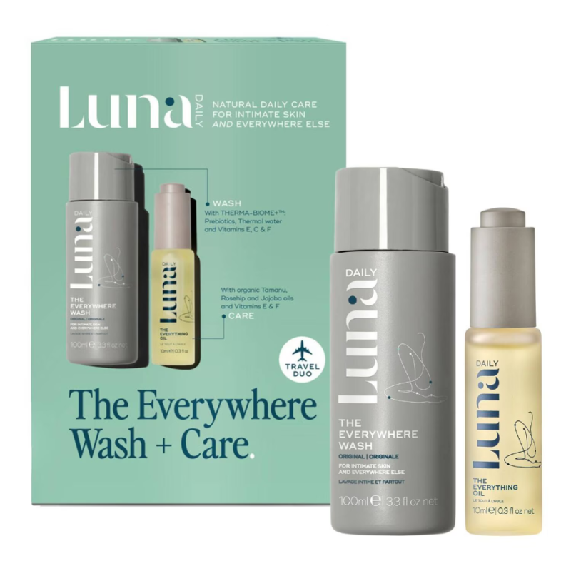 LUNA DAILY The Everywhere Wash + Care mini set - pH balanced with Prebiotics + Vitamins Duo