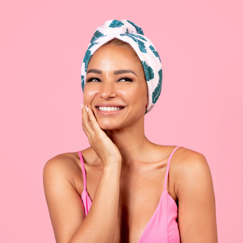 Coco & Eve Microfibre Towel Wrap Leaf Print - Image 3