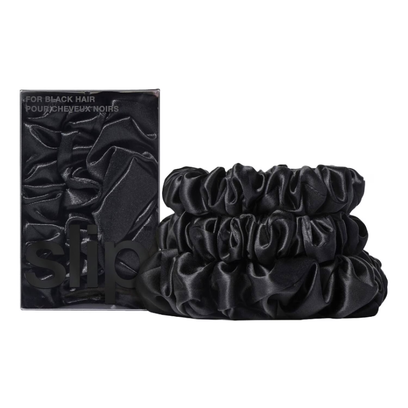 SLIP Back to Basics - Black Pure Silk Scrunchie Set 3 pieces