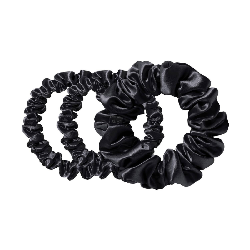 SLIP Back to Basics - Black Pure Silk Scrunchie Set 3 pieces - Image 2