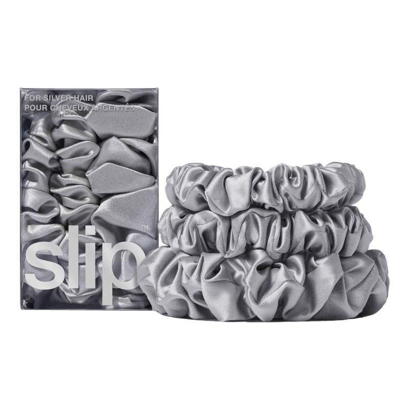 SLIP Pure Silk Back To Basics Assorted Scrunchie Silver Set