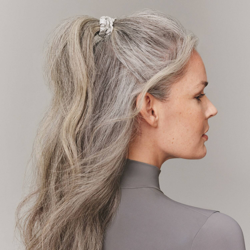 SLIP Pure Silk Skinny Scrunchies Silver x 4 - Image 4