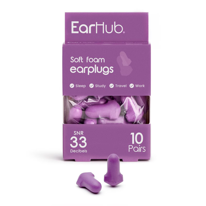 So Divine EarHub Sleepwell Soft Foam Earplugs Purple 10 Pairs