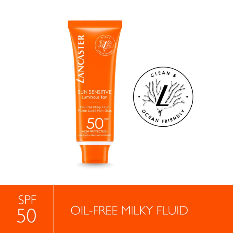 Lancaster Sun Sensitive Oil-Free Milky Face Fluid Sunscreen & Sun Protection Cream SPF50 50ml - Image 3