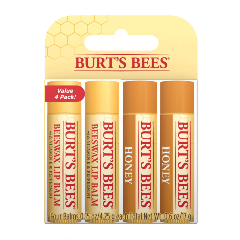 Burt's Bees® 100% Natural Moisturising Lip Balm Beeswax and Honey 4 Pack