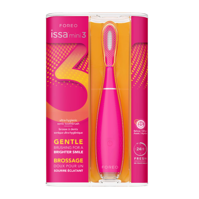 FOREO ISSA Mini 3 Ultra-Hygienic Silicone Sonic Toothbrush Wild Strawberry - Image 4