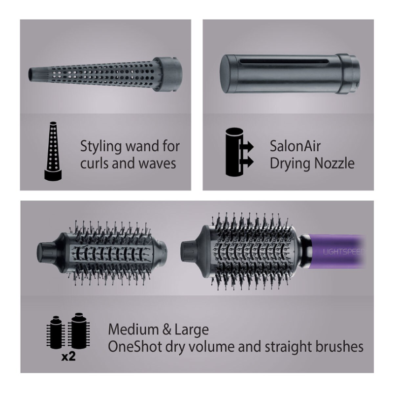 Glamoriser LightSpeed One Multi Air-Styler & Dryer - Combined EU/UK Plug - Image 3