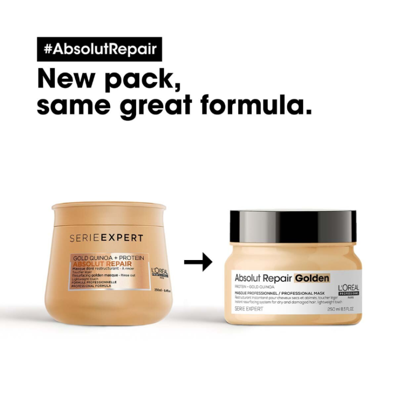 L'Oréal Professionnel Serie Expert Absolut Repair Golden Lightweight Mask With Protein and Gold Quinoa 250ml - Image 2