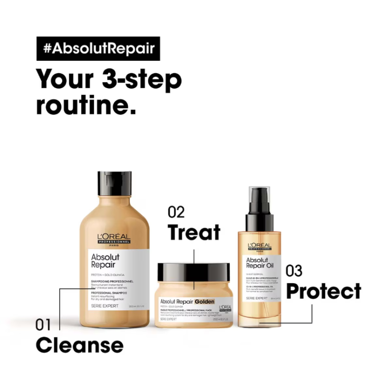 L'Oréal Professionnel Serie Expert Absolut Repair Golden Lightweight Mask With Protein and Gold Quinoa 250ml - Image 5