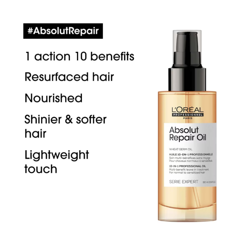 L'Oréal Professionnel Serie Expert Absolut Repair 10 in 1 Leave In Oil 90ml - Image 4