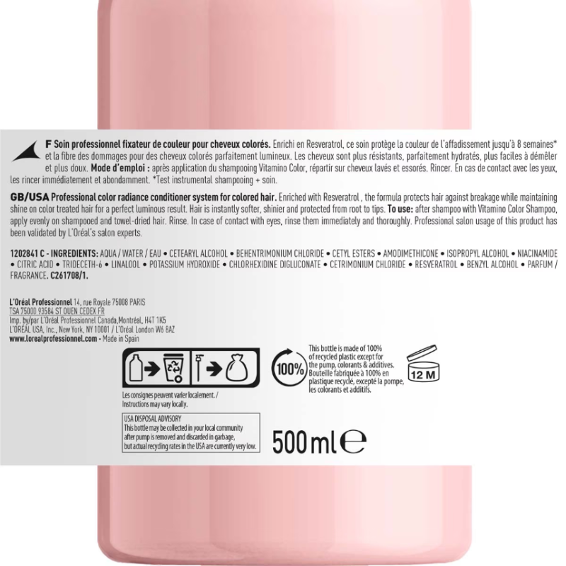 L'Oréal Professionnel Serie Expert Vitamino Color Conditioner With Resveratrol 500ml - Image 5