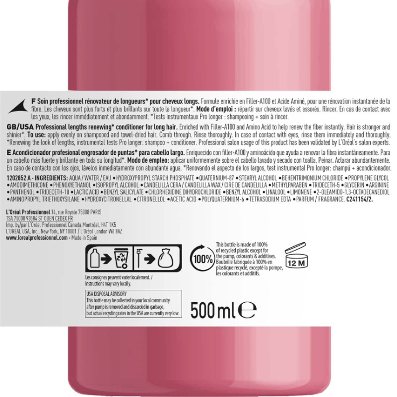 L'Oréal Professionnel Serie Expert Pro Longer Conditioner With Filler-A100 and Amino Acid 500ml - Image 5