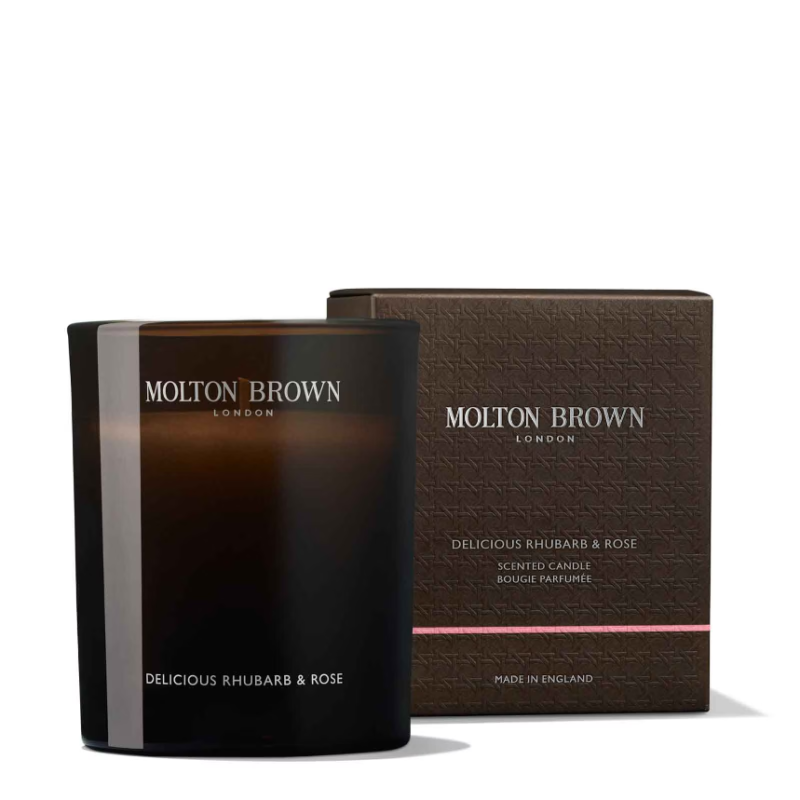 Molton Brown Delicious Rhubarb & Rose Signature Scented Single Wick Candle 190g - Image 2